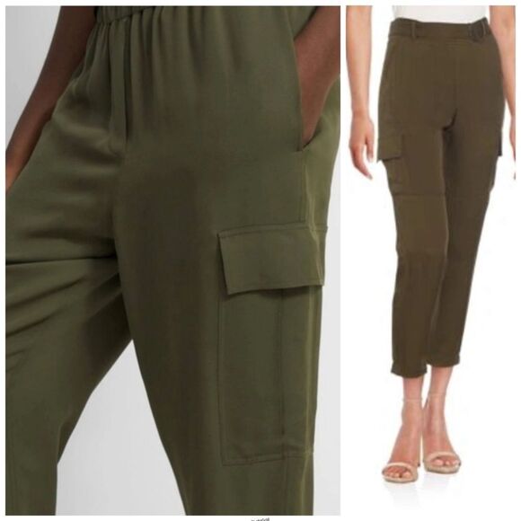 Revolve Theory Cargo Pants HANNON MODERN SILK PANTS IN DARK LAUREL - Picture 1 of 9
